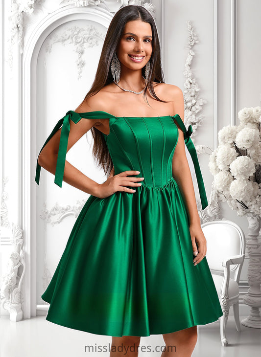 Zara Ball-Gown/Princess Straight Short Satin Homecoming Dress With Bow DBP0025645