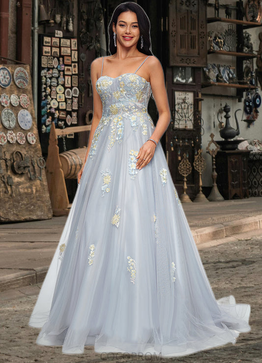 Ireland Ball-Gown/Princess Sweetheart Sweep Train Tulle Prom Dresses With Pleated DBP0022192