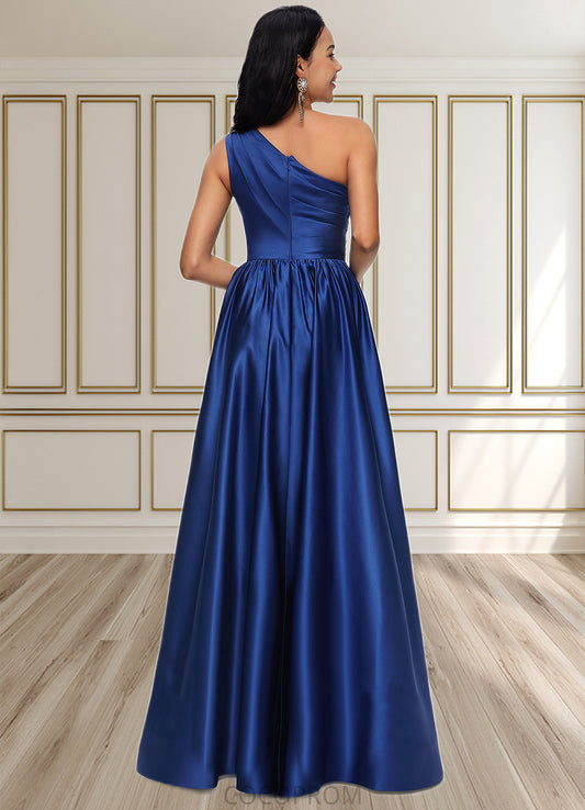 Amira Ball-Gown/Princess One Shoulder Floor-Length Satin Prom Dresses DBP0022201