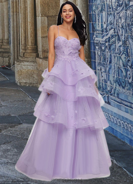 Shirley Ball-Gown/Princess Sweetheart Floor-Length Tulle Prom Dresses With Beading Sequins DBP0022204