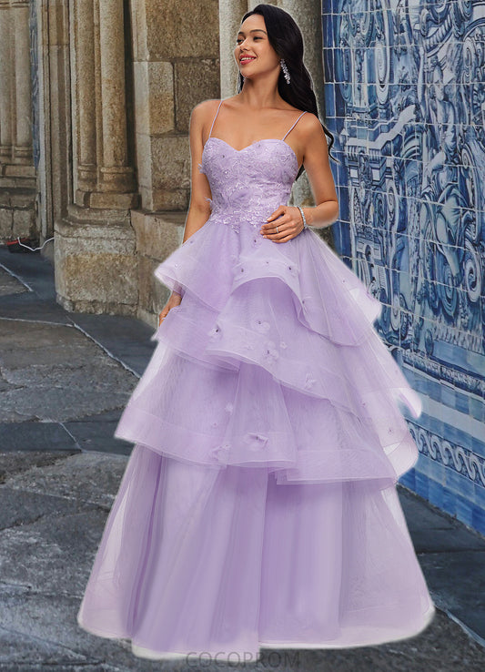 Shirley Ball-Gown/Princess Sweetheart Floor-Length Tulle Prom Dresses With Beading Sequins DBP0022204