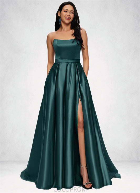 Destiny Ball-Gown/Princess Sweep Train Satin Prom Dresses DBP0022207