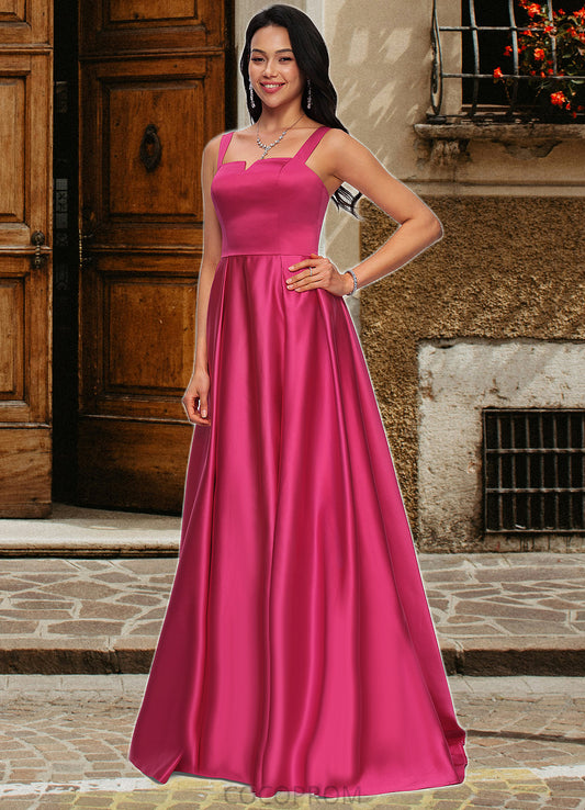 Melanie Ball-Gown/Princess V-Neck Sweep Train Satin Prom Dresses DBP0022215