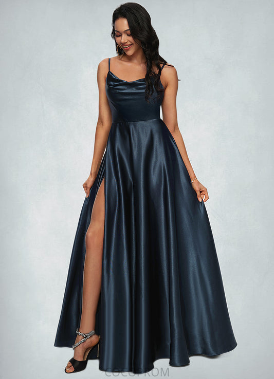 Eileen A-line Cowl Floor-Length Stretch Satin Prom Dresses DBP0022216