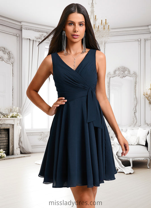 Liberty A-line V-Neck Short Chiffon Homecoming Dress With Pleated DBP0025644