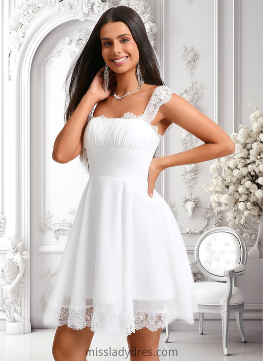 Angie A-line Square Short Chiffon Homecoming Dress With Pleated DBP0025666