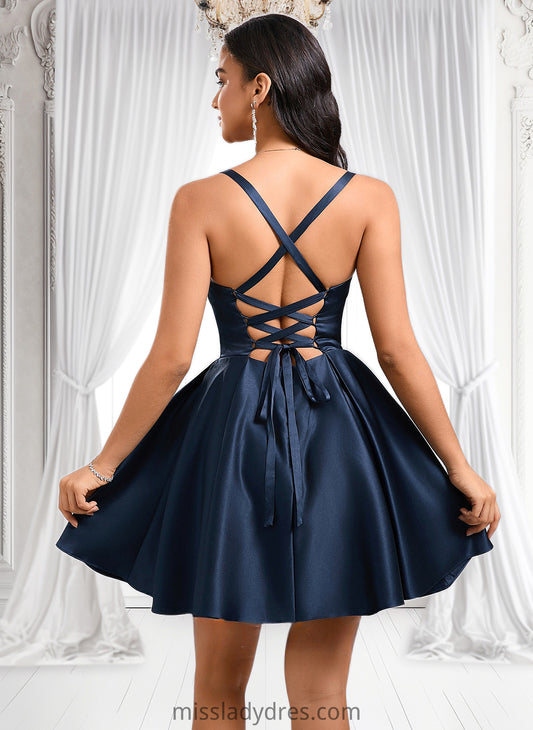 Mila A-line Sweetheart Short Satin Homecoming Dress With Pleated DBP0025673