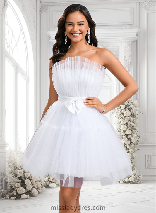 Mckinley Ball-Gown/Princess Asymmetrical Short Tulle Homecoming Dress With Bow DBP0025709