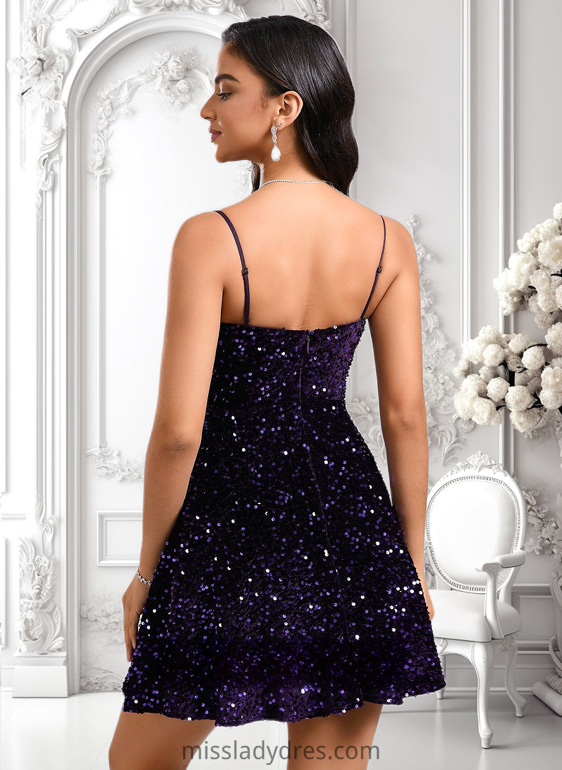 Thalia A-line Sweetheart Short Sequin Homecoming Dress DBP0025649