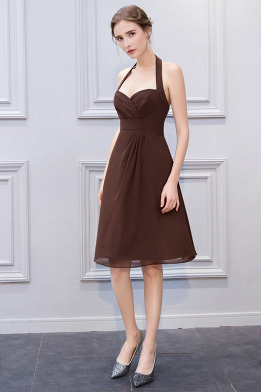 Cassandra Halter Chiffon Sleeveless A-Line/Princess Natural Waist Floor Length Bridesmaid Dresses