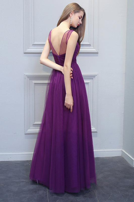 Britney Tulle Natural Waist Floor Length A-Line/Princess Sweetheart Sleeveless Bridesmaid Dresses