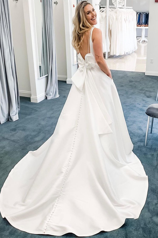 Sexy V Neck White Chiffon Long Prom Dress