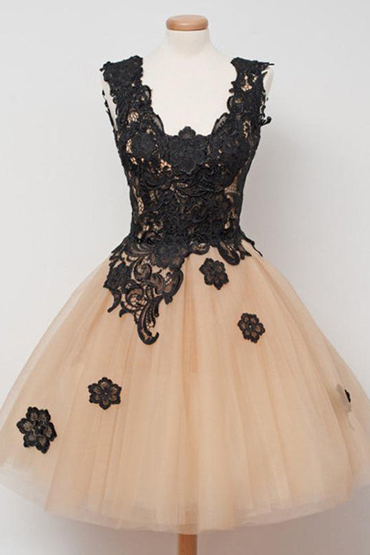 Tulle Ball Gown Sleeveless Short Prom Dresses